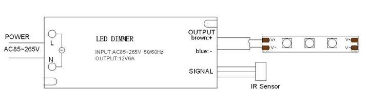 110V 220V AC LED Dimmer 12V 6A 72W