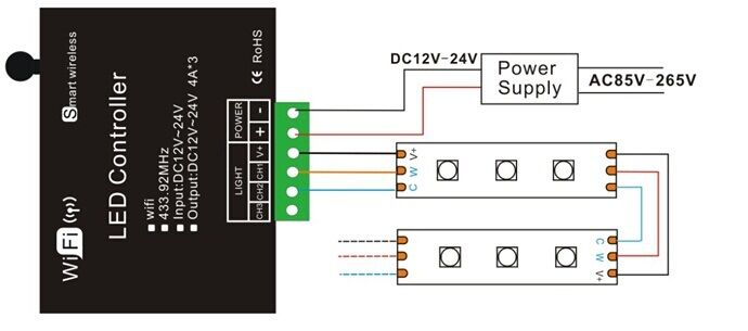 Connect to Warm White + Cool White LED Strip Light