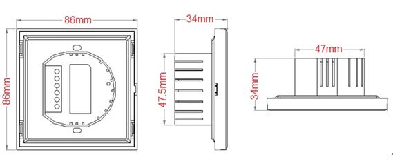 Size of 86 EU standard rgb led wall mounted controller